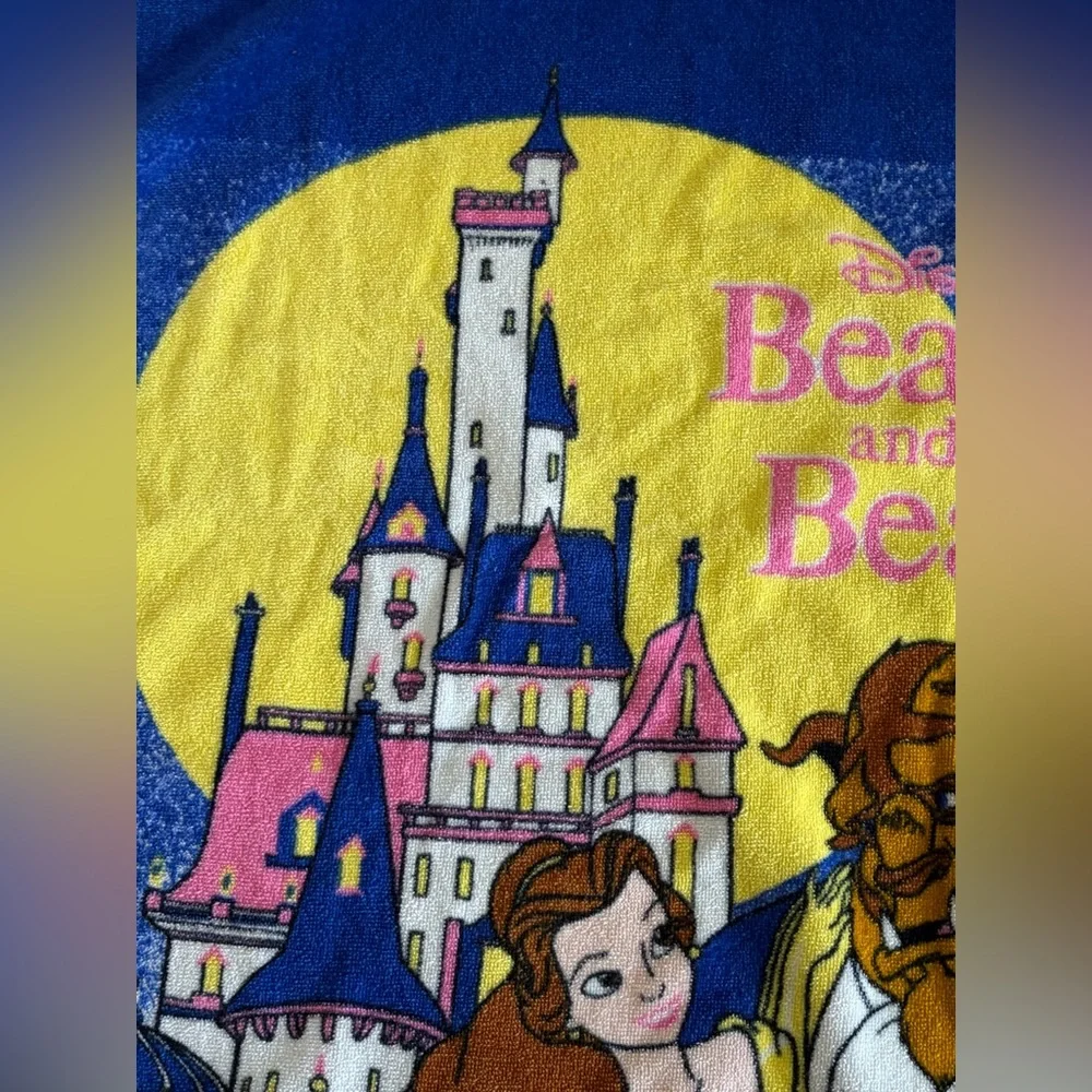 Vintage Beauty & The Beast Disney Franco Cotton Beach Towel, Disney Home Decor